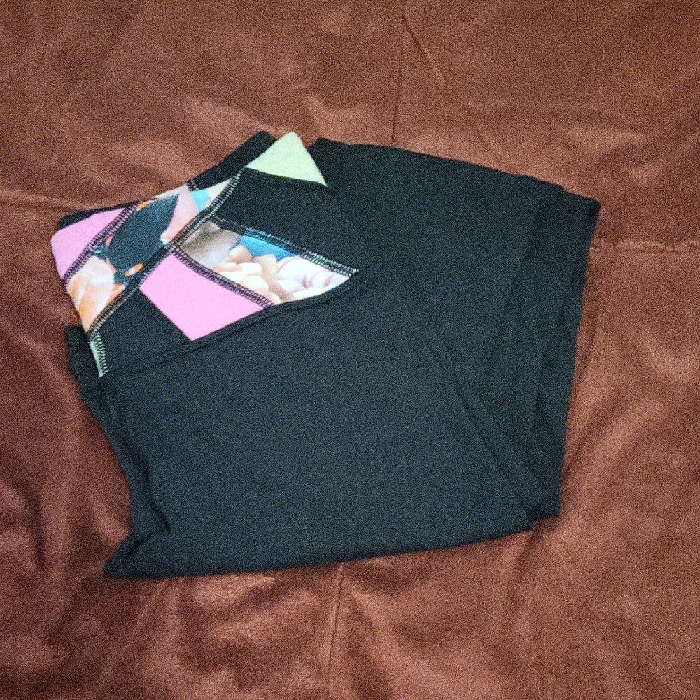 lululemon athletica Black Leggings with Multicolor Waistband